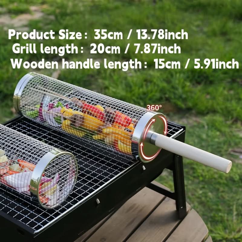 Stainless Steel Grill Basket with Rolling Design
