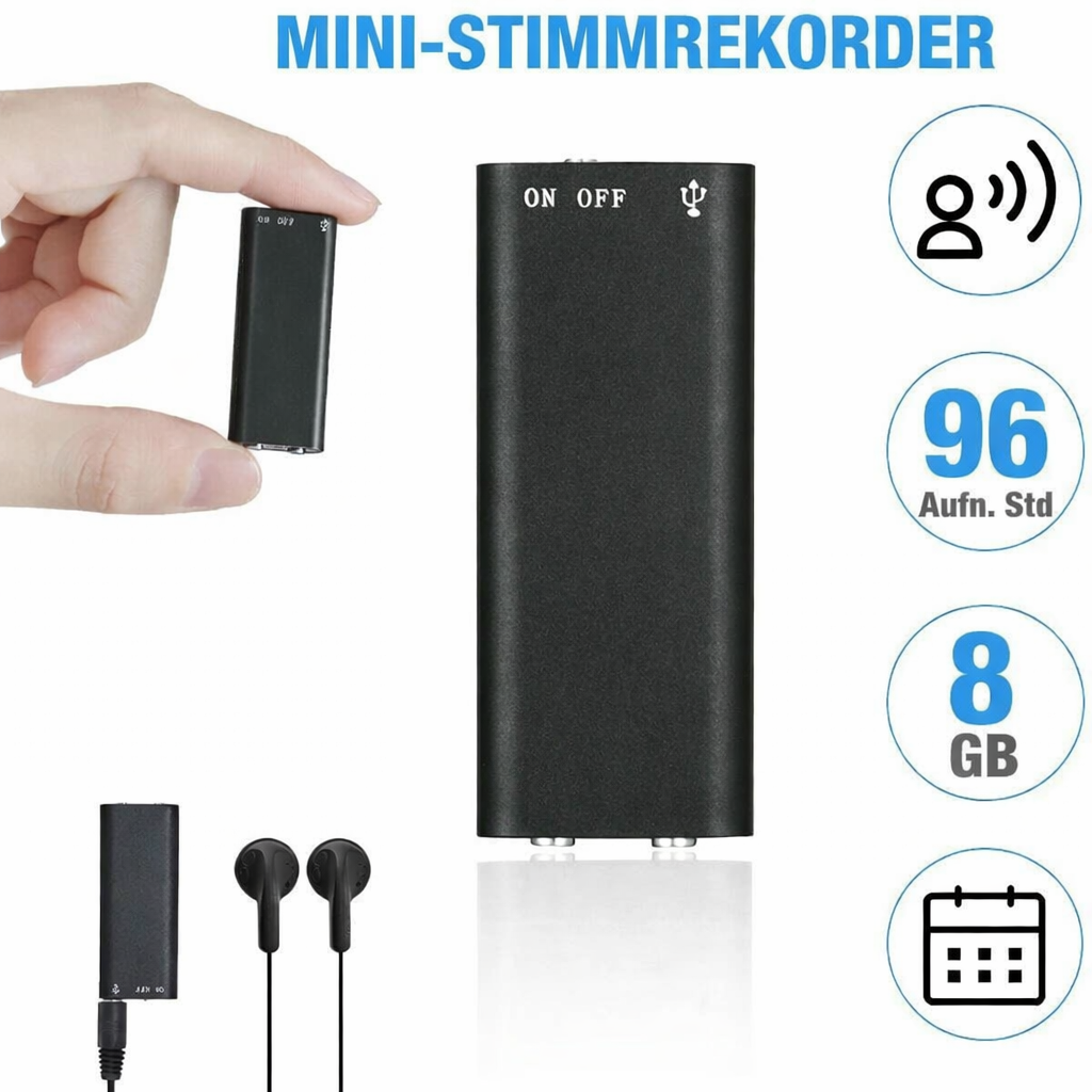 Dictation Device | Portable Audio Recorder | One-Button Recording | MicroSpy