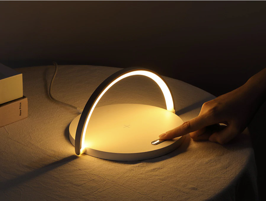 LED Nightstand Lamp Featuring Wireless Charging Pad