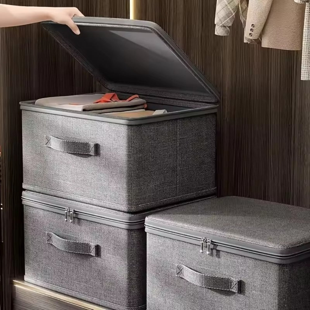 Stylish Fabric Storage Bin with Lid | Compact & Foldable