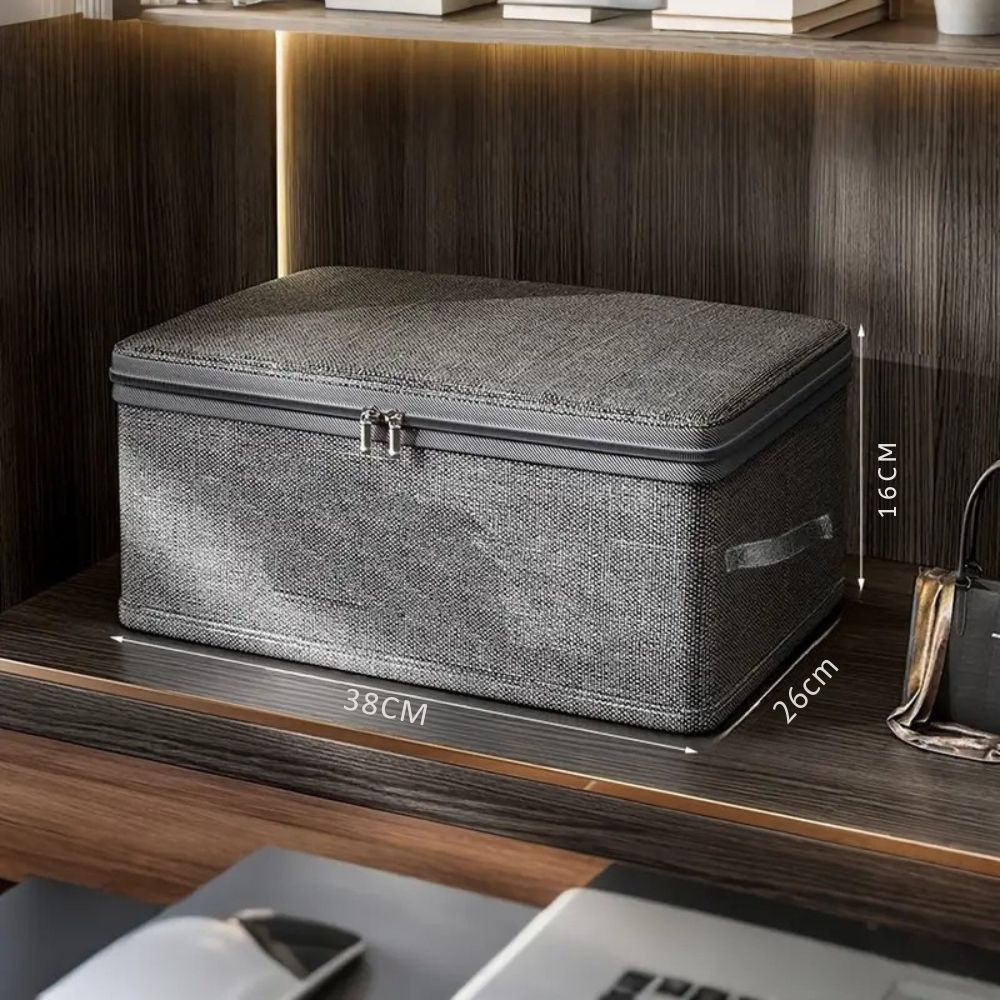 Stylish Fabric Storage Bin with Lid | Compact & Foldable