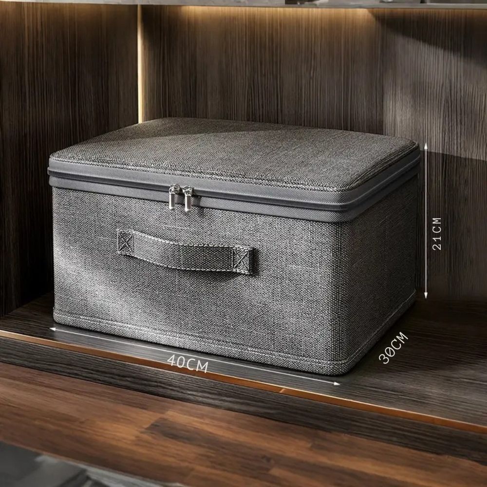Stylish Fabric Storage Bin with Lid | Compact & Foldable