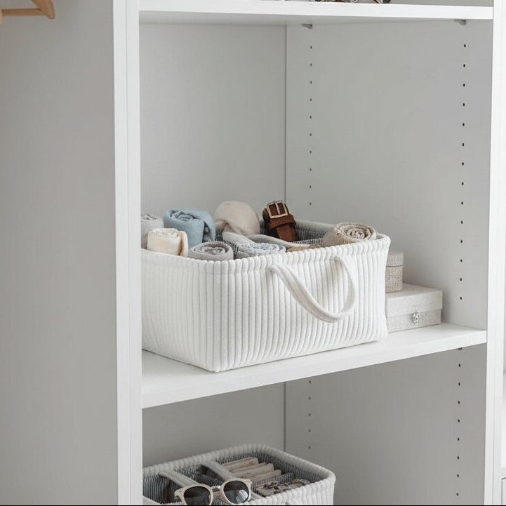 Versatile Storage Basket with Dividers | Organizer with Handles