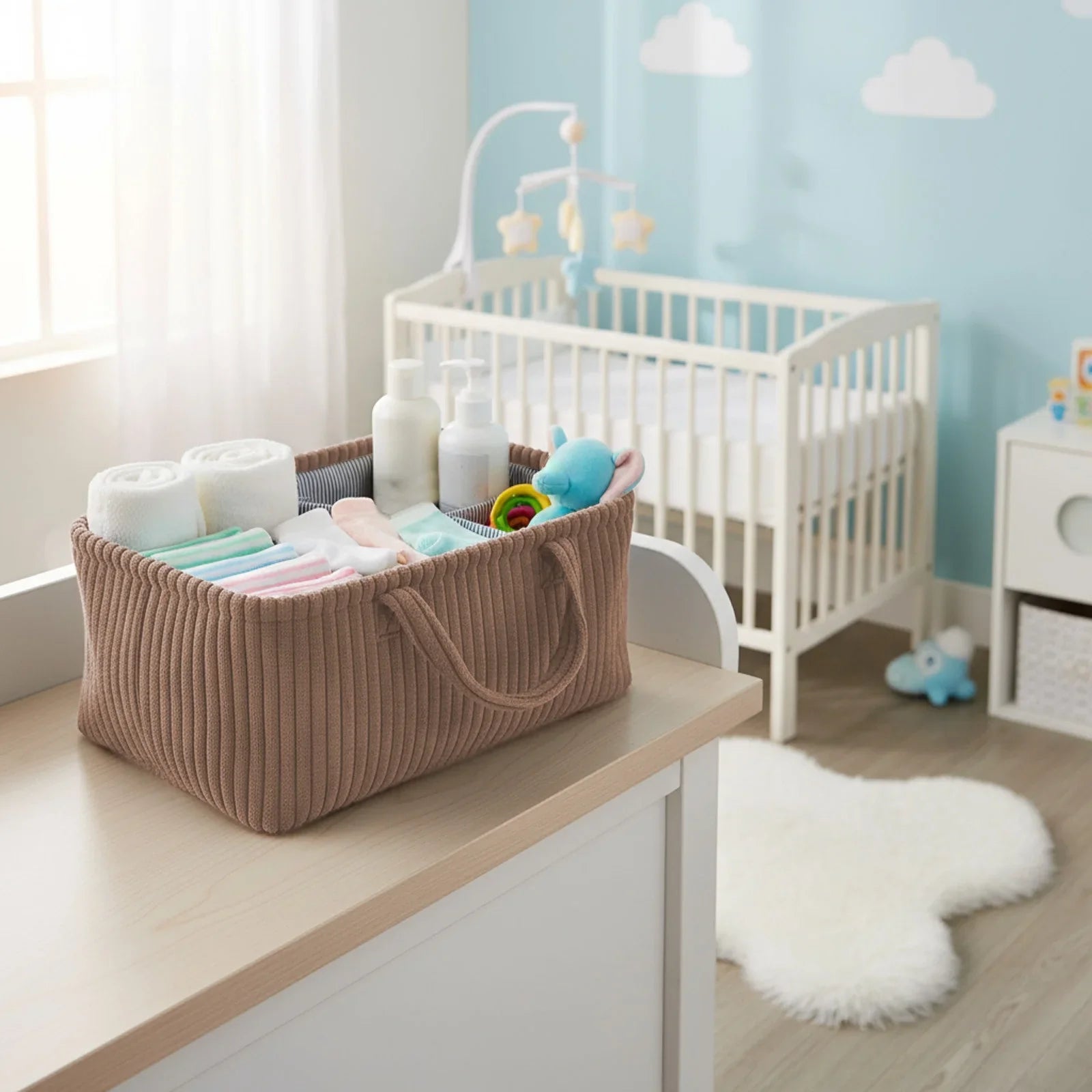 Versatile Storage Basket with Dividers | Organizer with Handles