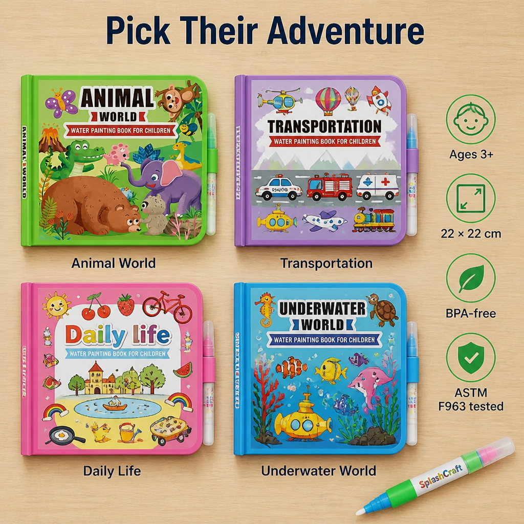 SplashCraft™ — Keeps Kids Busy Hours with Quiet Colouring and Zero Stains