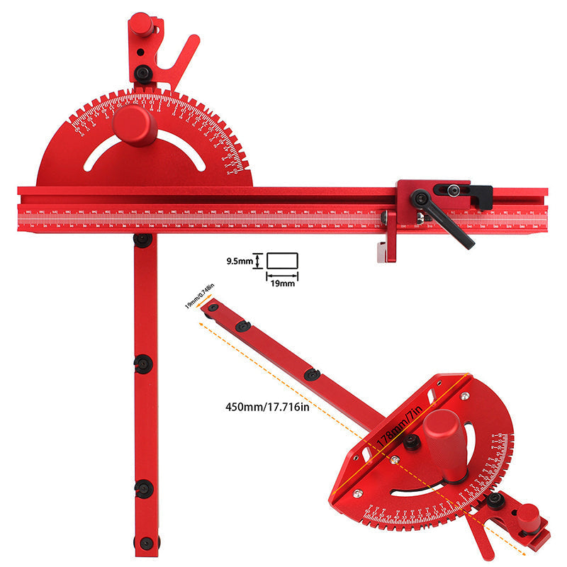 Adjustable Protractor Miter Stop – Angle Range 0° to 60°
