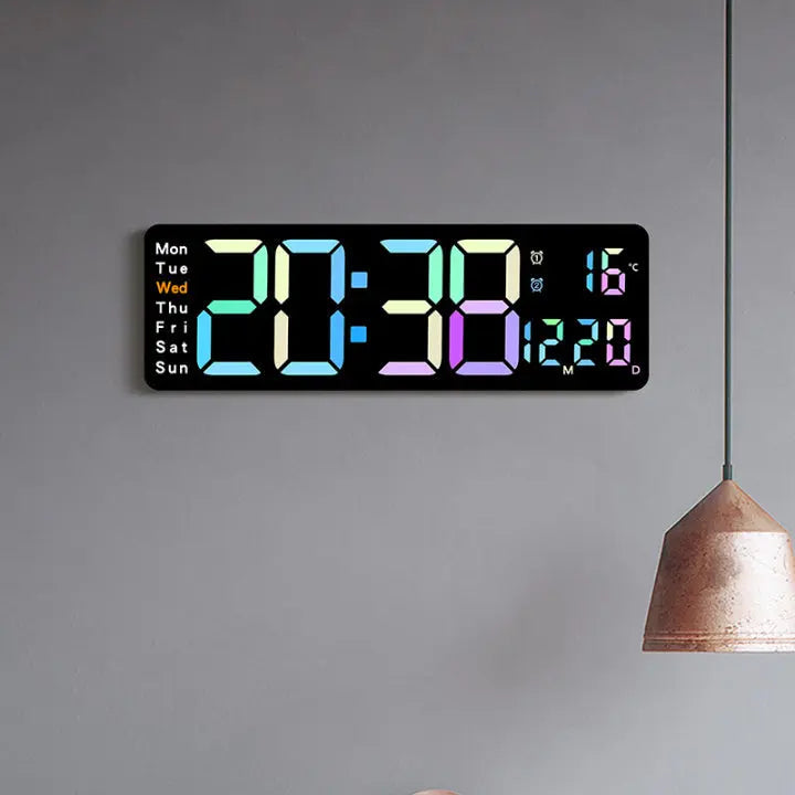 Oversized Digital Wall Clock with RGB Lighting