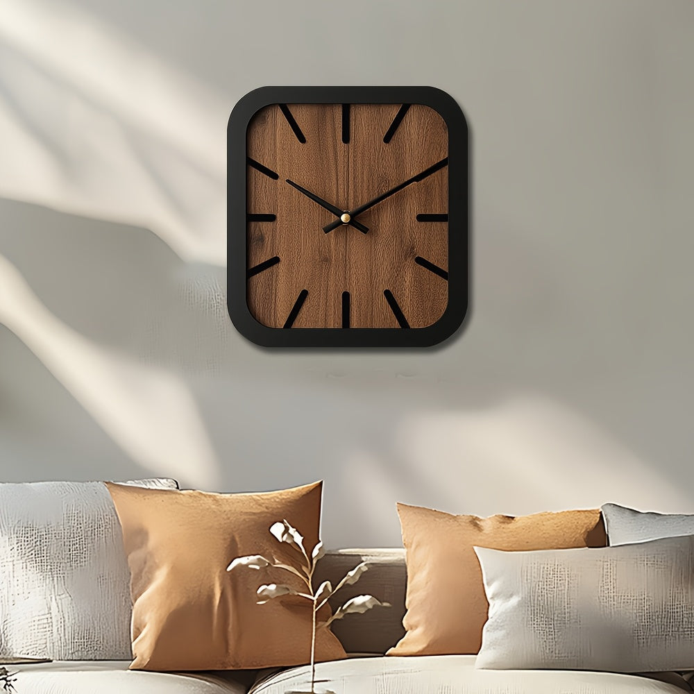 TimberCraft - Artisan Square Wooden Clock with Battery Operation