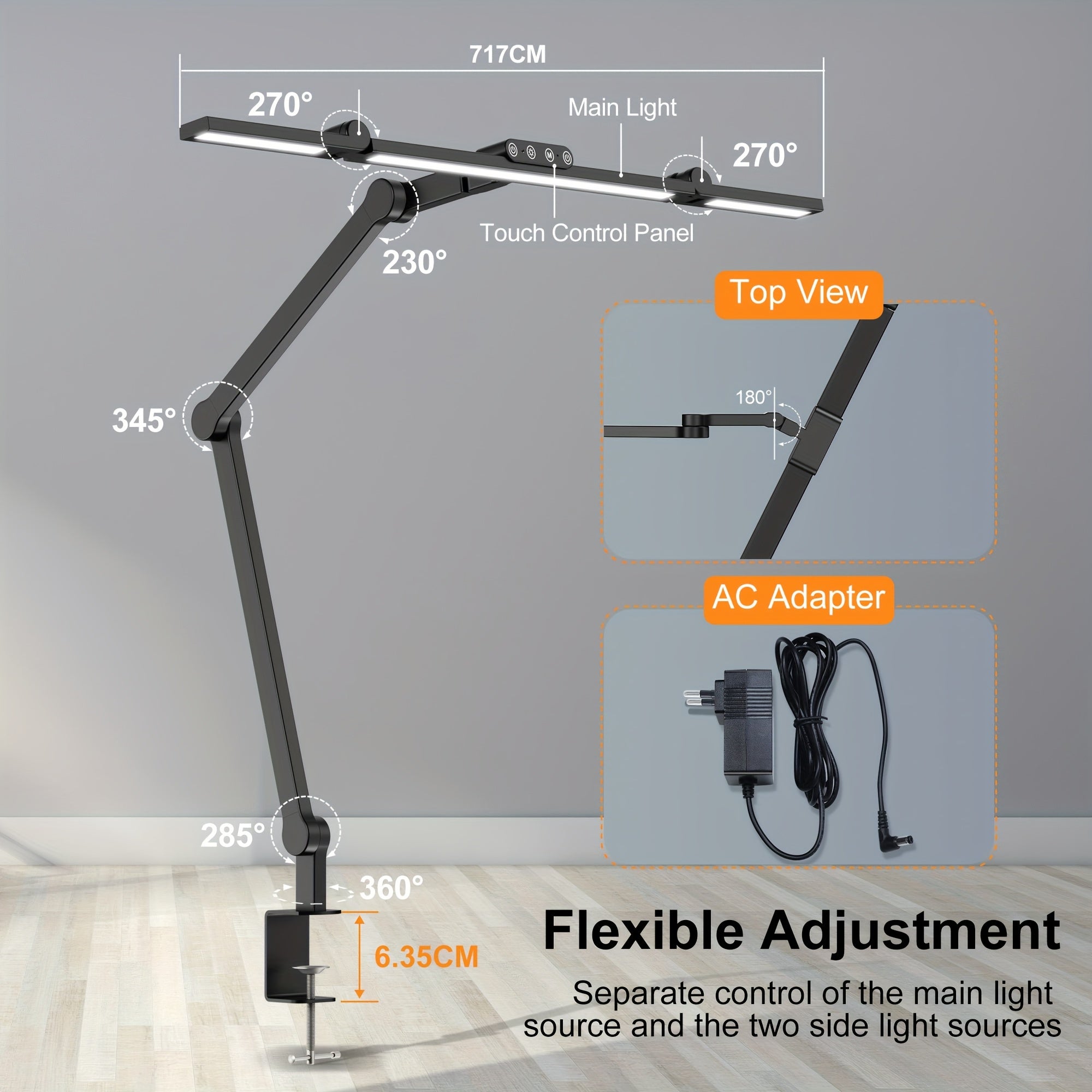 LumosFlex – 24W Adjustable LED Desk Lamp with Versatile Clamp