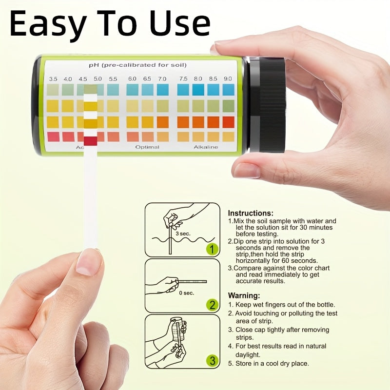 EcoTest – 100 Soil pH Strips for Perfect Garden Health