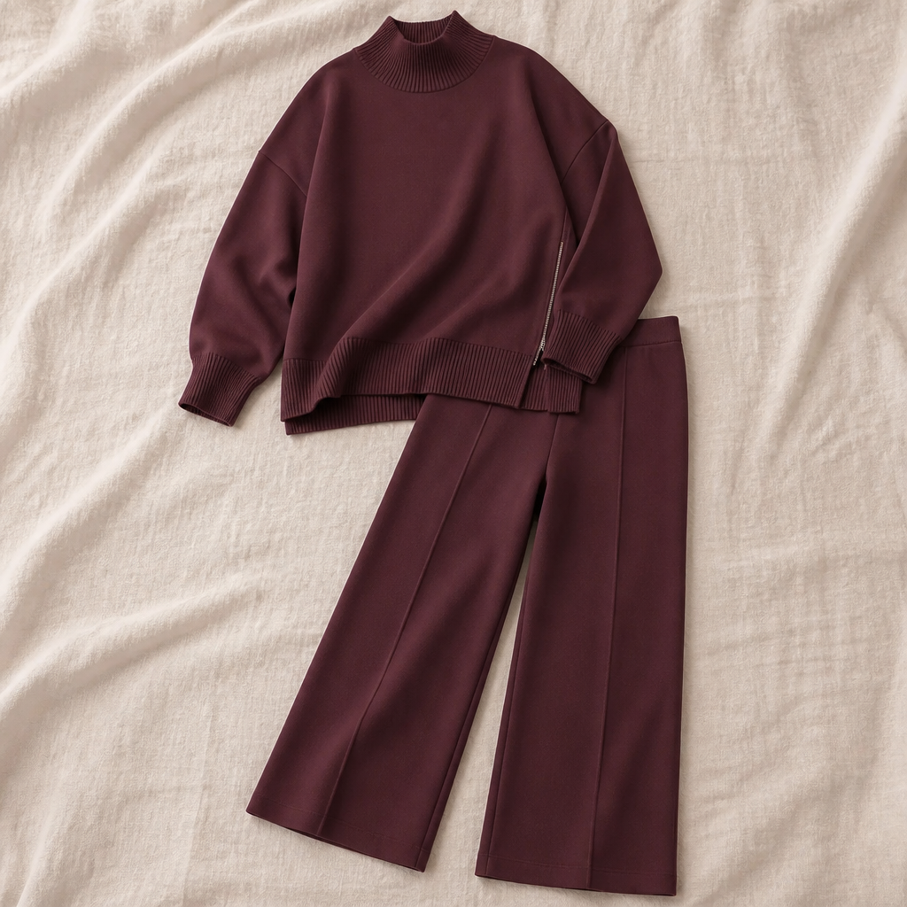 SilvaEase™ – Comfortable Oversized Sweater with Wide-Leg Pant Set