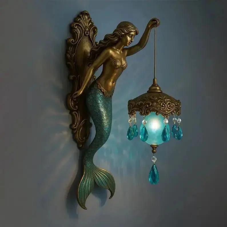 Baroque Style Mermaid Wall Lamp – Enchanting Glow for Your Living Space
