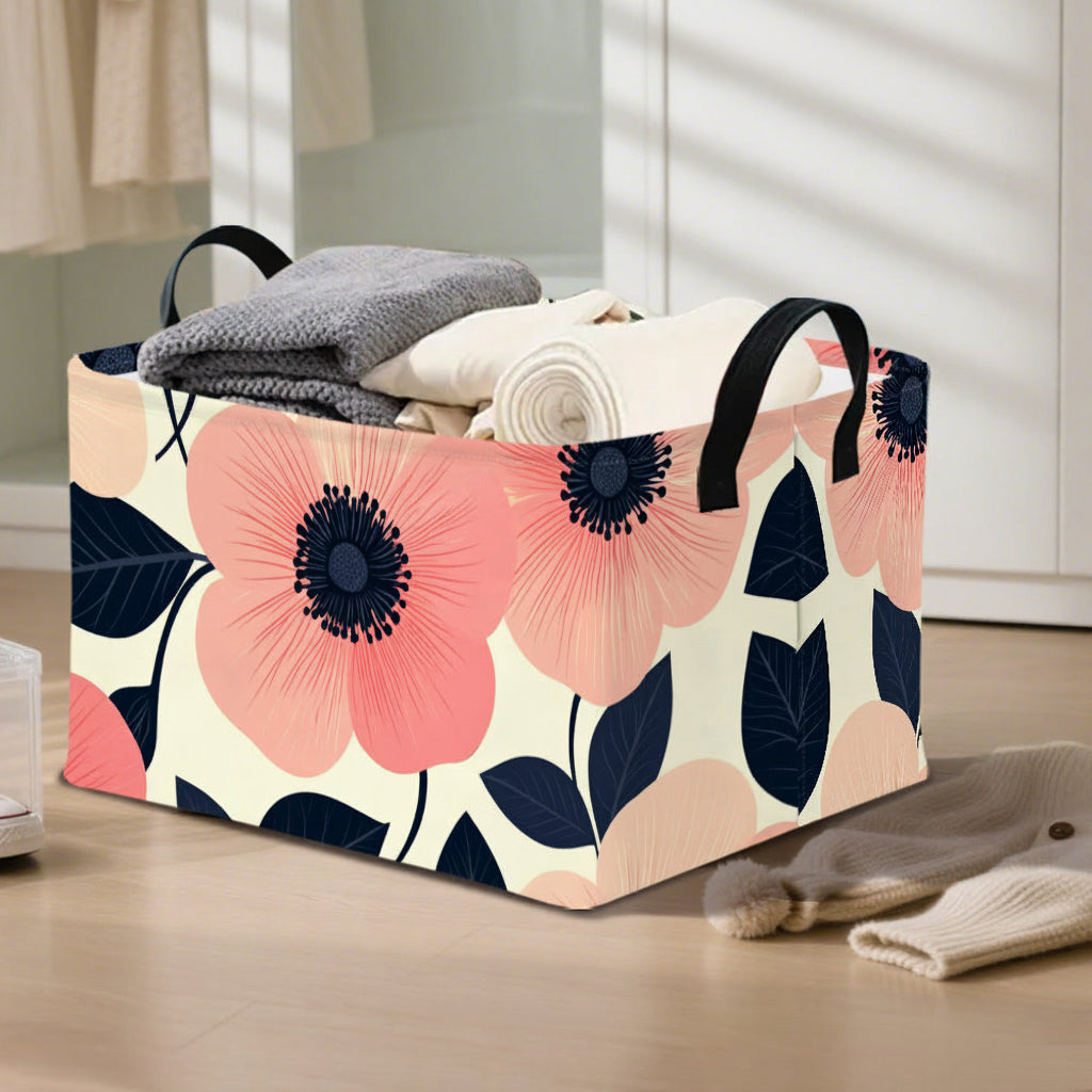 LuxeBloom – Spacious Floral Storage Basket for Chic Organization