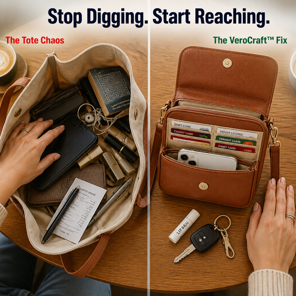 VeroCraft™ — Tote Phone, Cards & Everyday Essentials in a Sleek Crossbody
