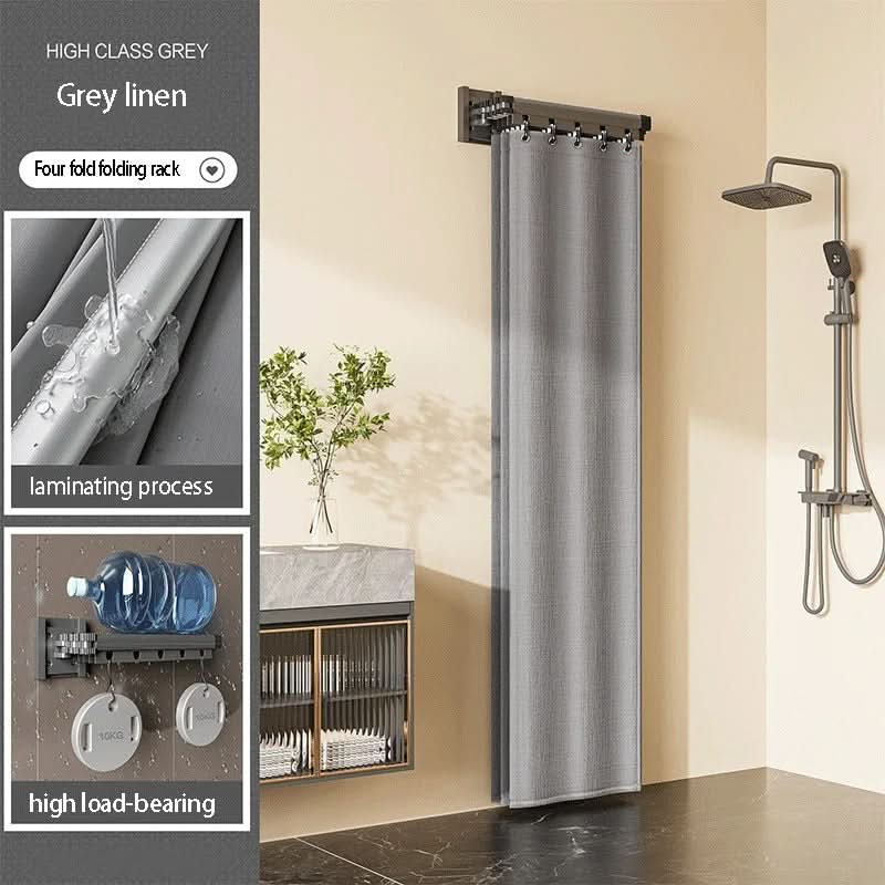 Foldable Shower Curtain Rod Divider Set