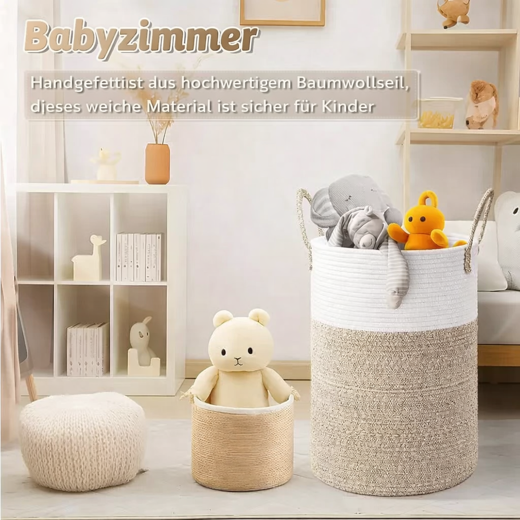 Collapsible Cotton Basket | 60L Laundry Hamper | Stylish Storage | RopeBasket