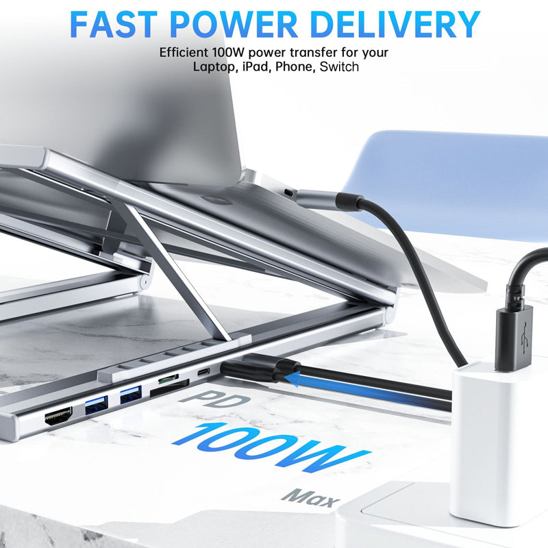 VoltEdge™ 8-Port Docking Station with Adjustable Stand — Elevate Your Comfort and Crush Workday Fatigue
