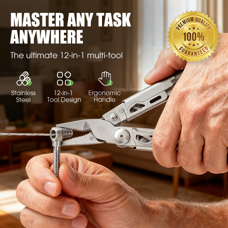 Compact Stainless Steel Multi-Tool with Pliers – 12 Functions