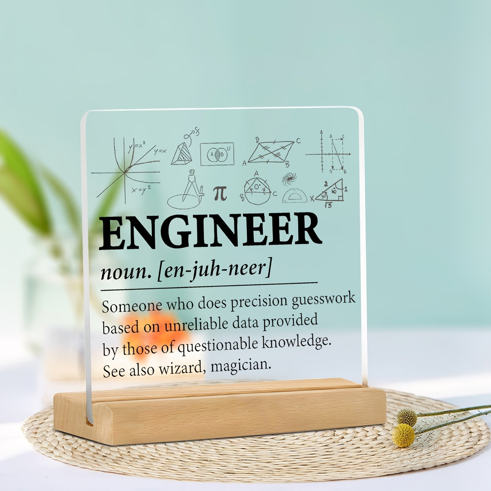 Sleek Acrylic Nameplate with Wooden Base for Stylish Spaces