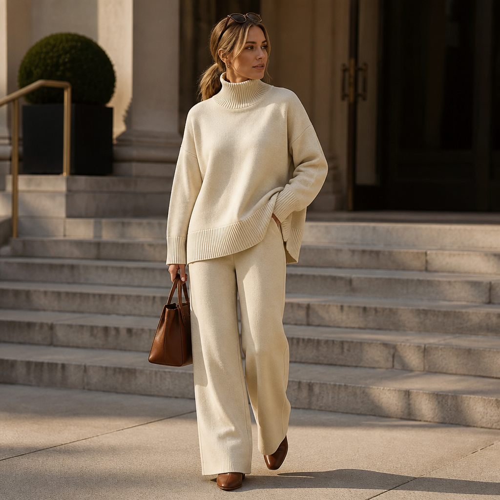 SilvaEase™ – Comfortable Oversized Sweater with Wide-Leg Pant Set