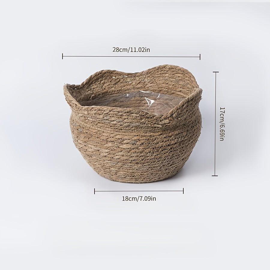 Woven Haven – Artisan Rattan Planter for Cozy Indoor Decor
