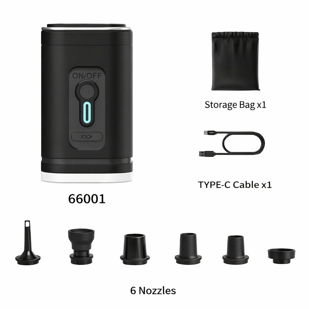 Compact Rechargeable Air Pump with Integrated LED Light