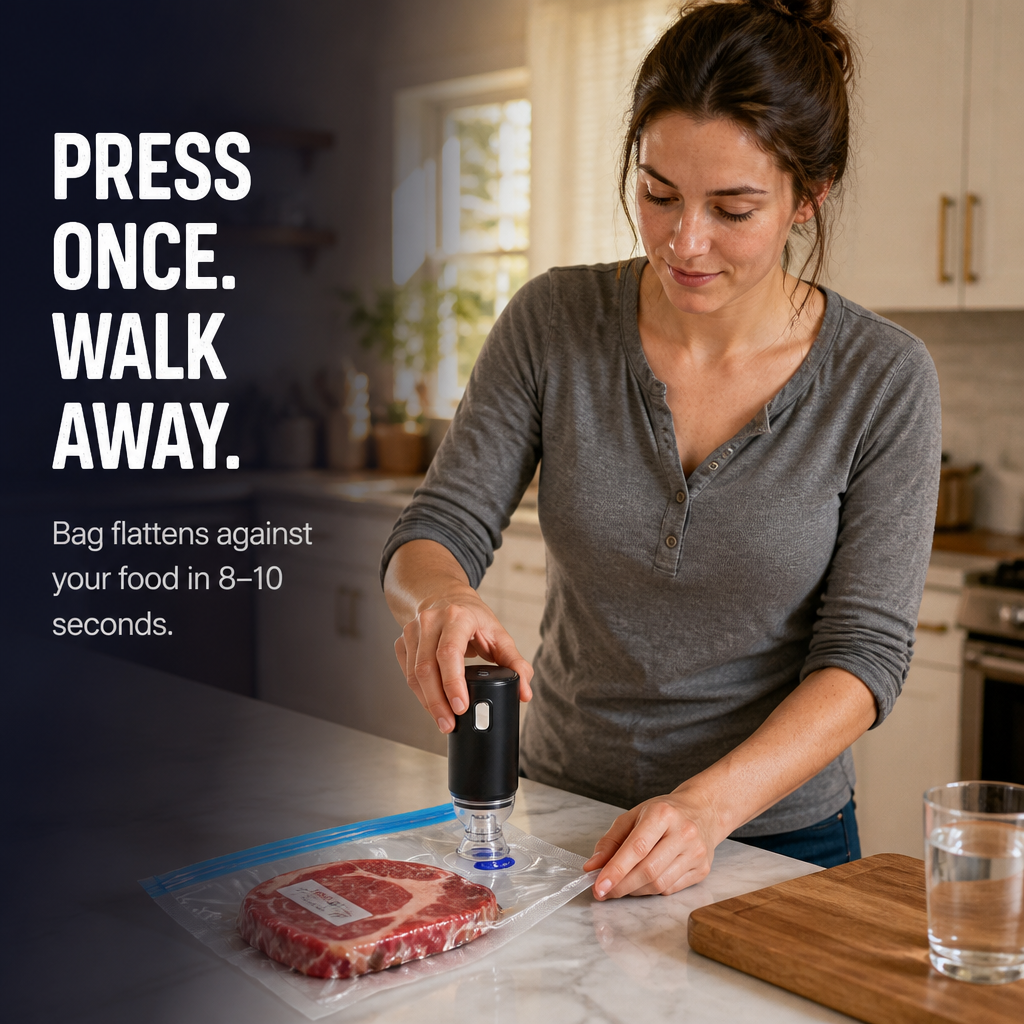 FreshSeal Pro™ — Preserve Meat And Berries 5x Longer With One-Button Vacuum Bags