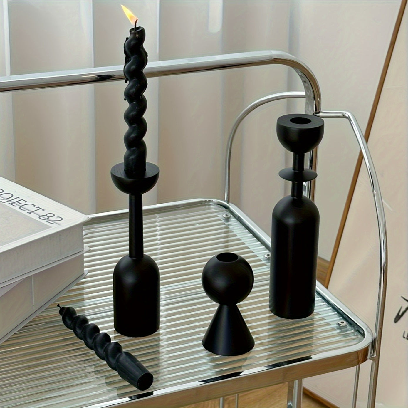 Luxe Emberwood – Chic Wooden Candle Holders Set