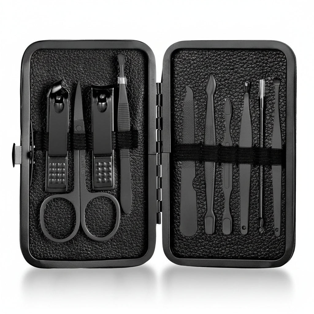 Essential 15-Piece Nail and Facial Care Kit with Travel Case