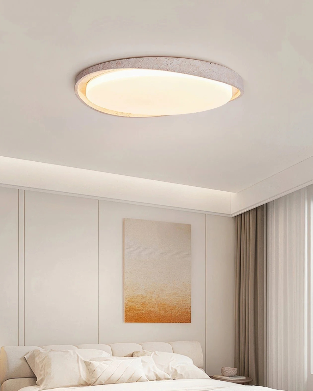 Ceiling Light in Stone Finish – Soft, Even Lighting