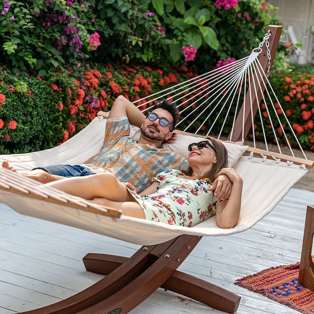 Double Layered Quilted Hammock for Patio and Poolside Relaxation