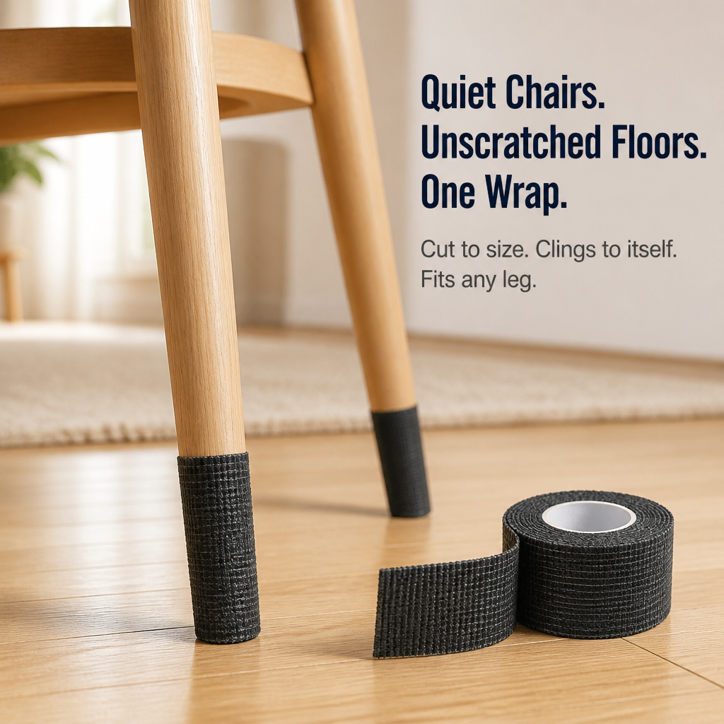 FlexGuard™ — Eliminate Chair Leg Screeches and Prevent Floor Scratches in 60 Seconds | Customizable Cut-to-Fit Wrap