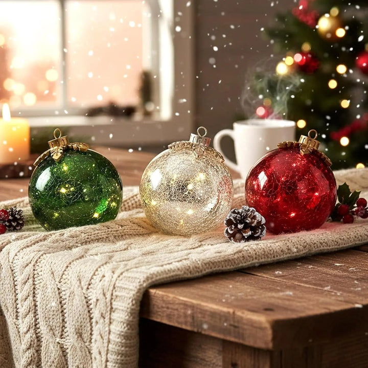 Glass Table Decorations Christmas Set of 3 — Add Sparkling Elegance to Any Table