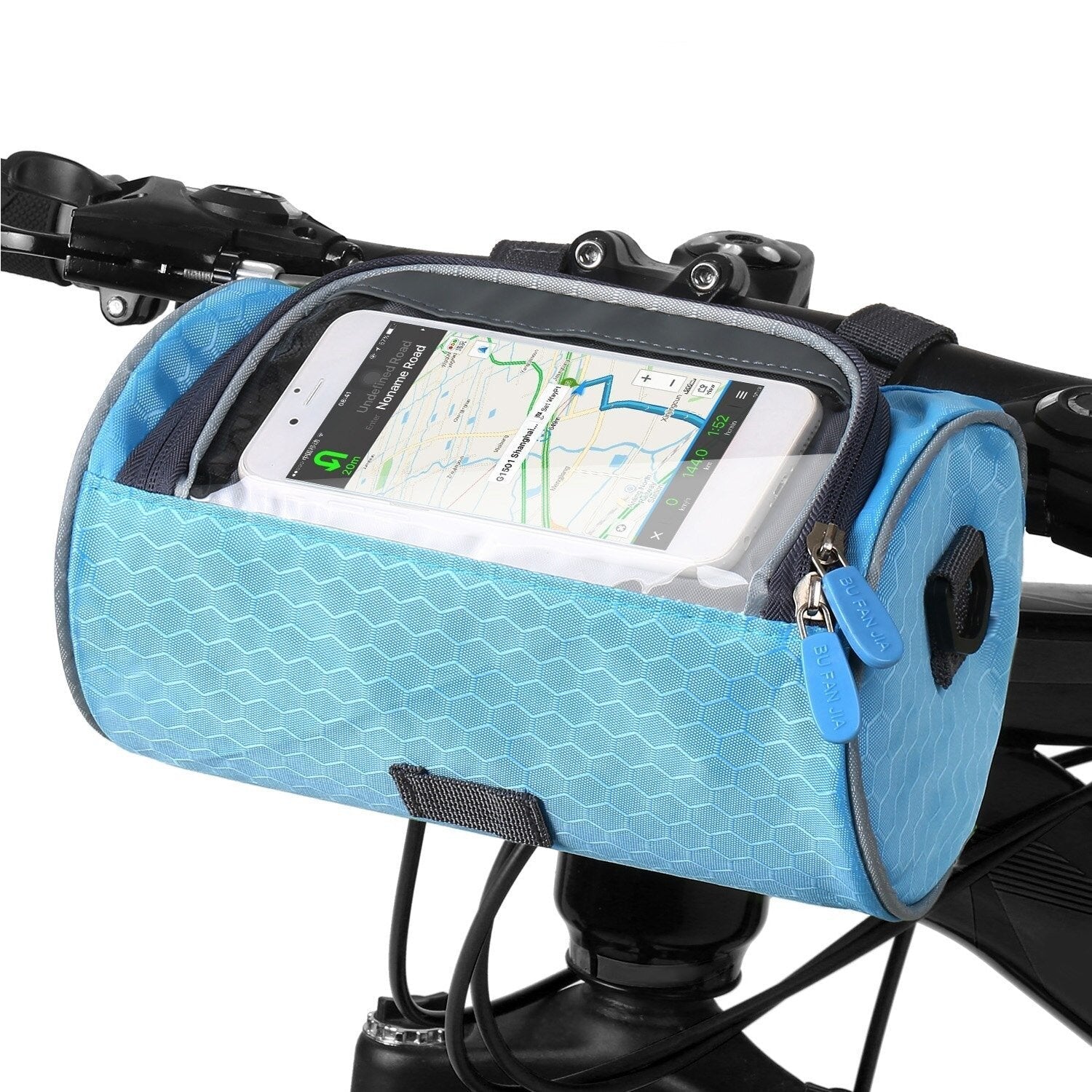 Streamlined Bicycle Handlebar Bag with Touchscreen Pocket