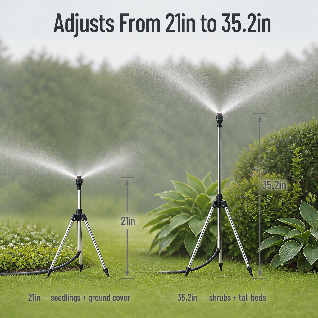 HydraMist™ — Raise Your Sprinkler Above the Plants to Reach Every Corner