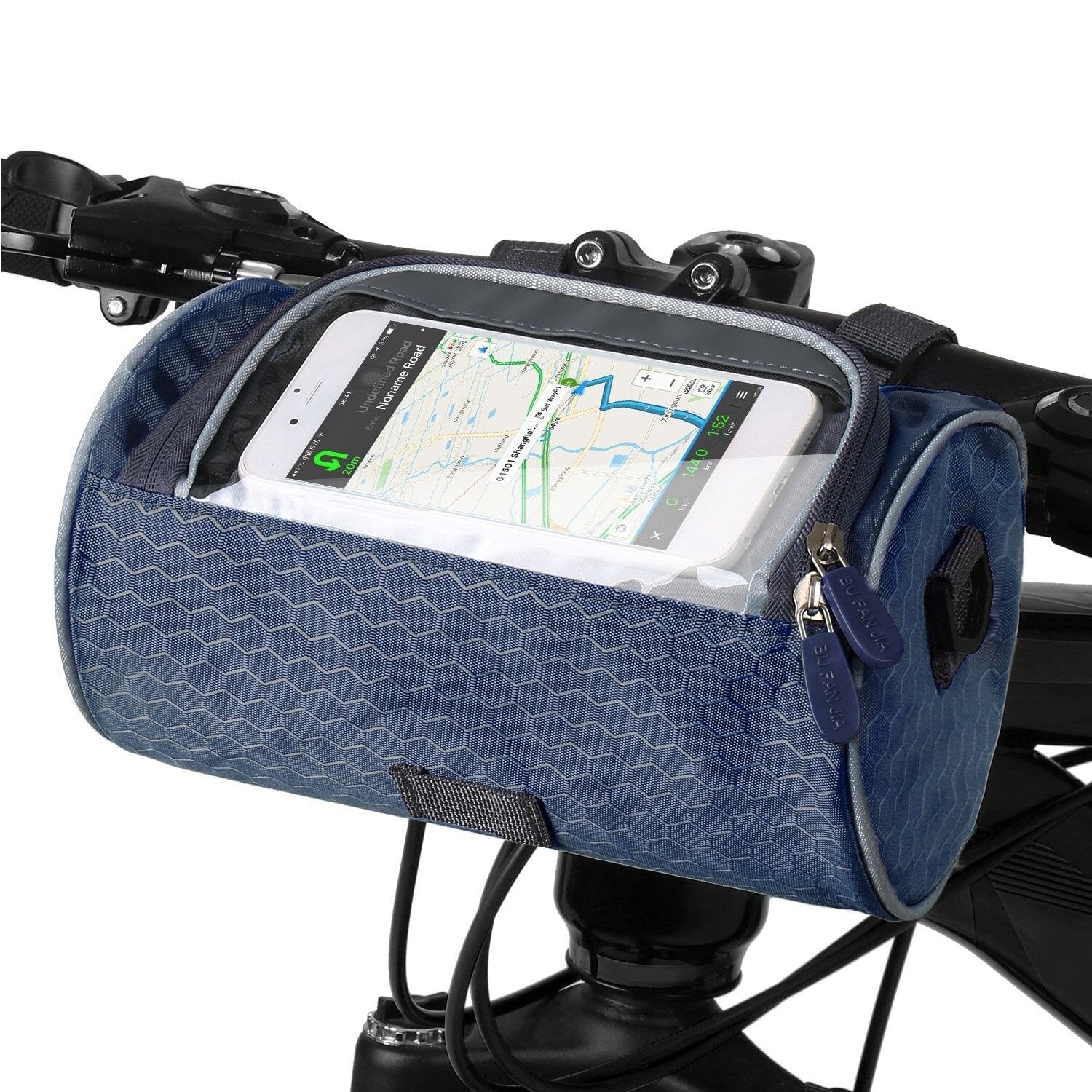Streamlined Bicycle Handlebar Bag with Touchscreen Pocket
