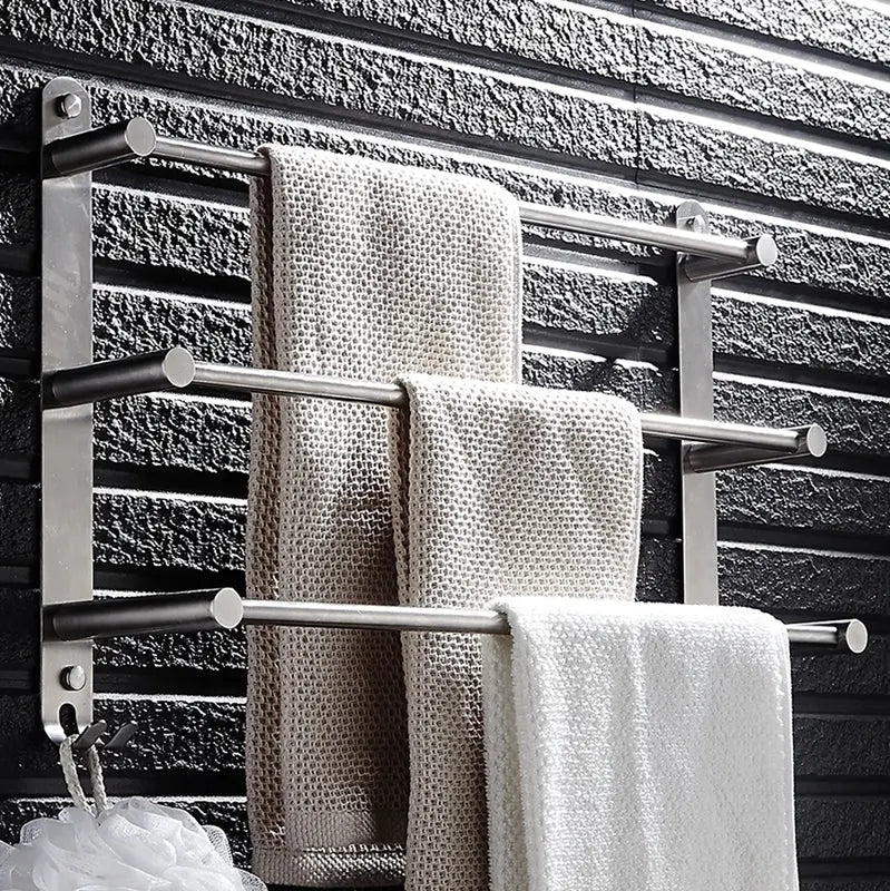 Towel Holder | Three Stainless Steel Rods | Wall Mount | TowelGrid