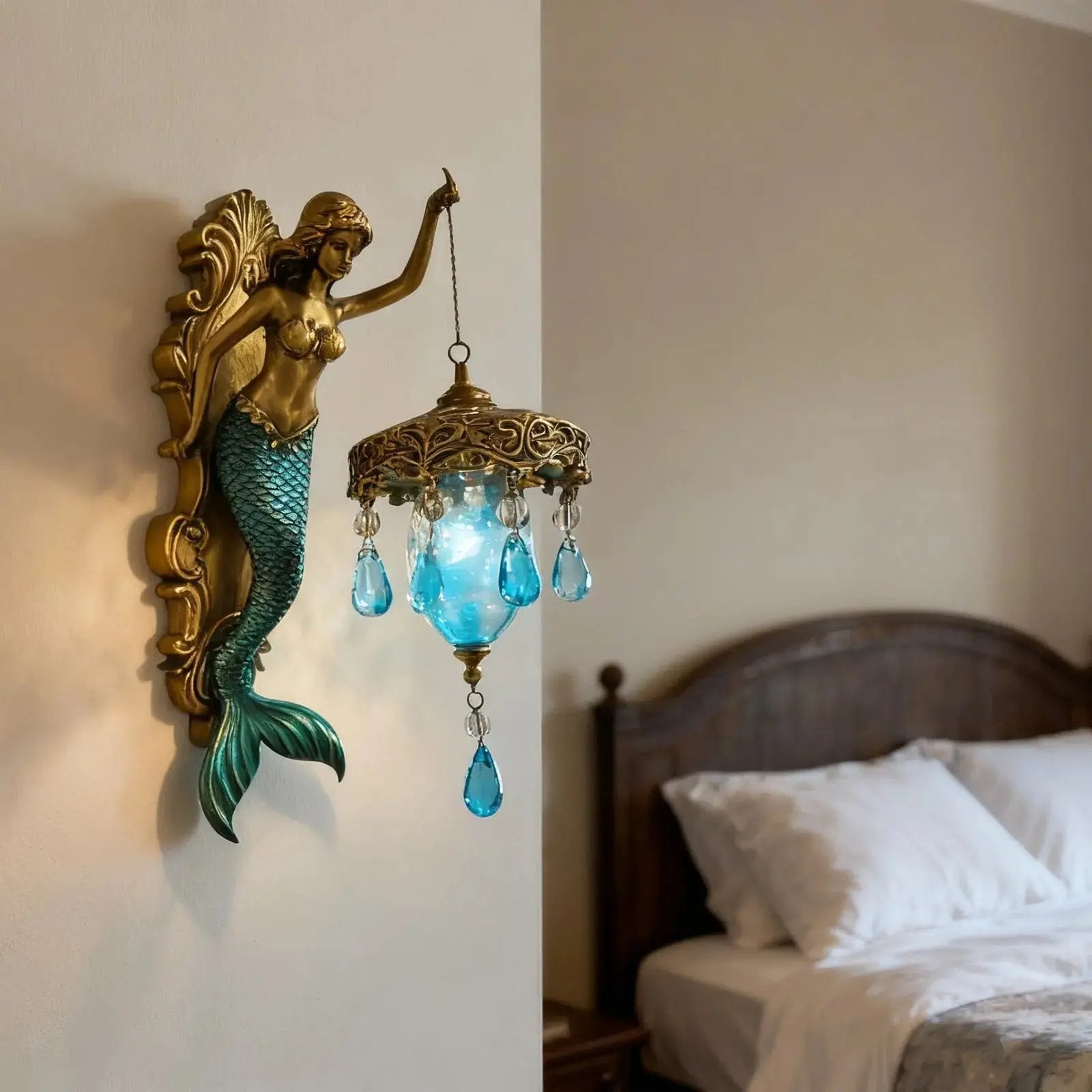 Baroque Style Mermaid Wall Lamp – Enchanting Glow for Your Living Space