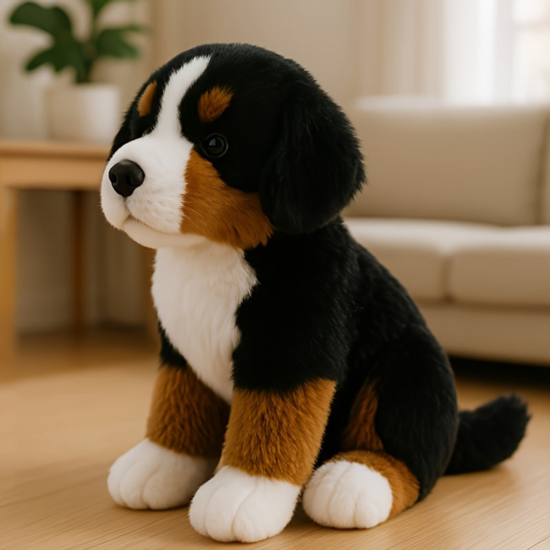 Cuddly Companion: Realistic Bernese Mountain Dog Plush Toy