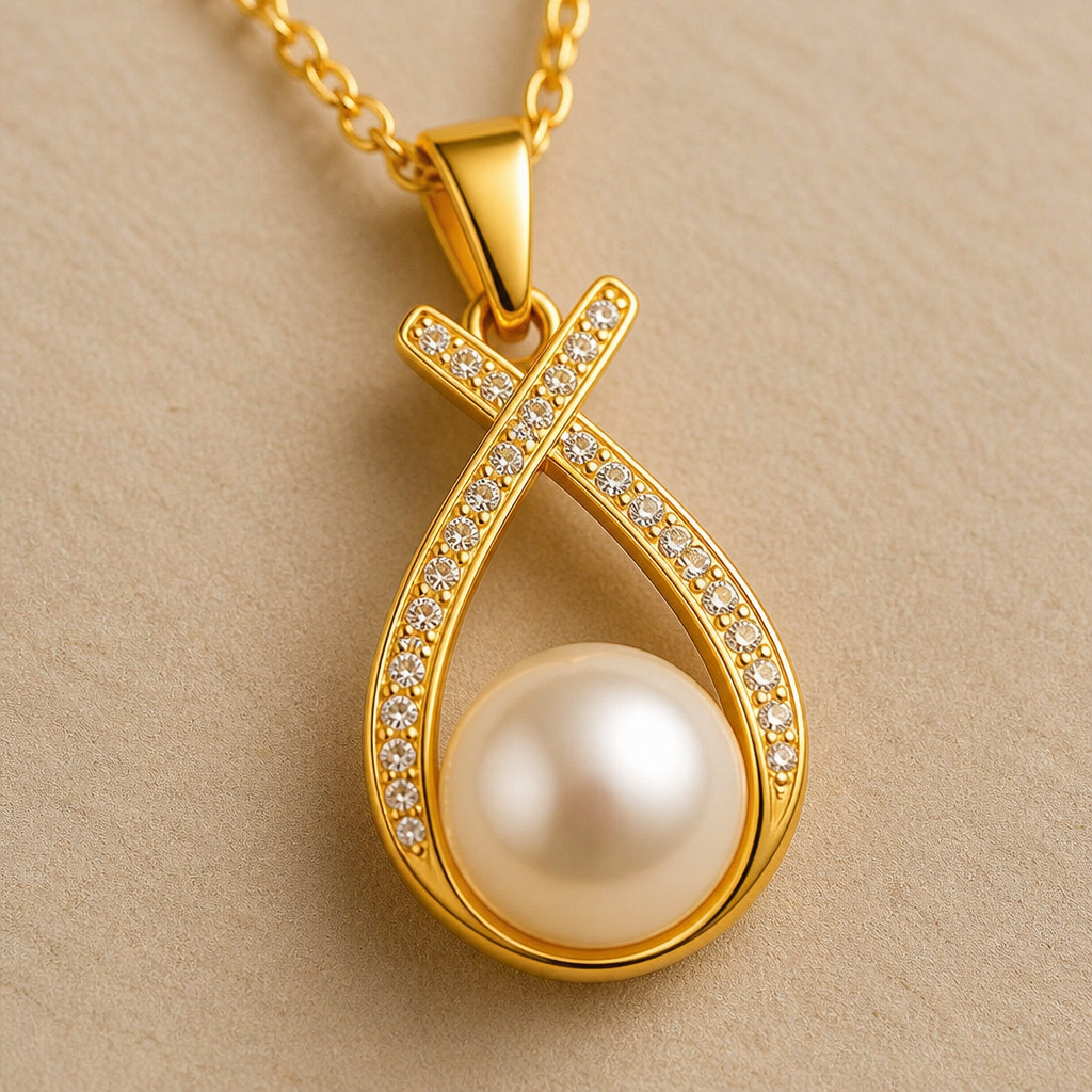LumaRae™ – Twisted Pavé Pearl Necklace and Earring Set