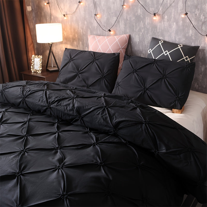 TranquilNest – 3-Piece Pleated Duvet Cover Ensemble