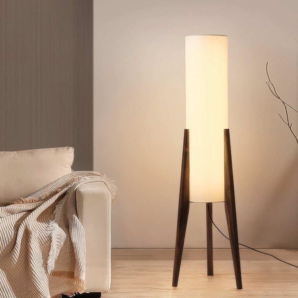 Scandinavian Style Floor Lamp with Adjustable LED and Walnut Base