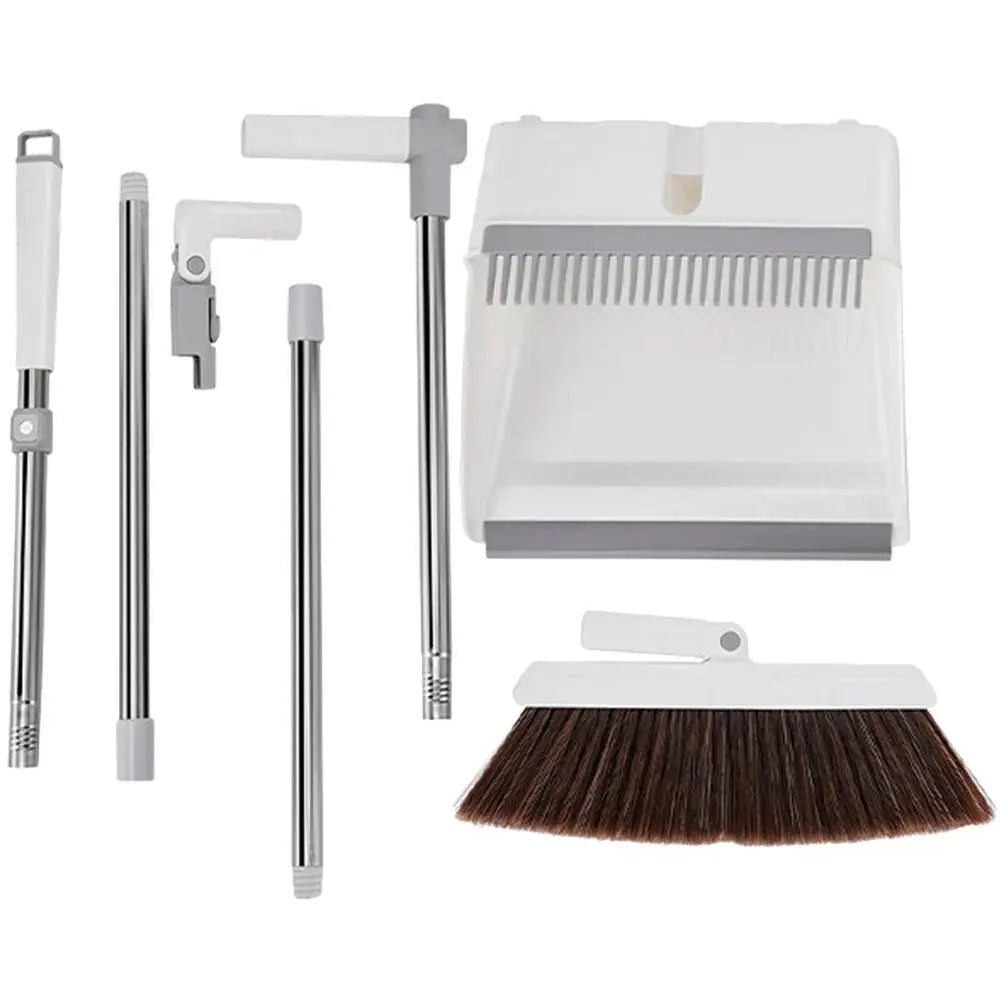 Broom with Dustpan Set | Upright Sweeping, No Bending | Comb-Edged | CleanStand