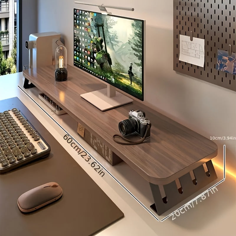 ElevateEase - Compact Wooden Monitor Stand for Home Office & Laptops