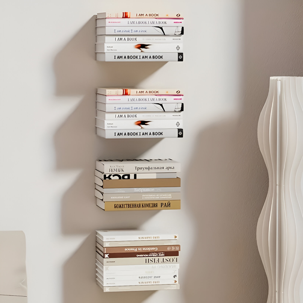 Floating Wall Shelf | Stealth Suspension Style for Books | Robust Iron Mounting Bracket | FloatShelf