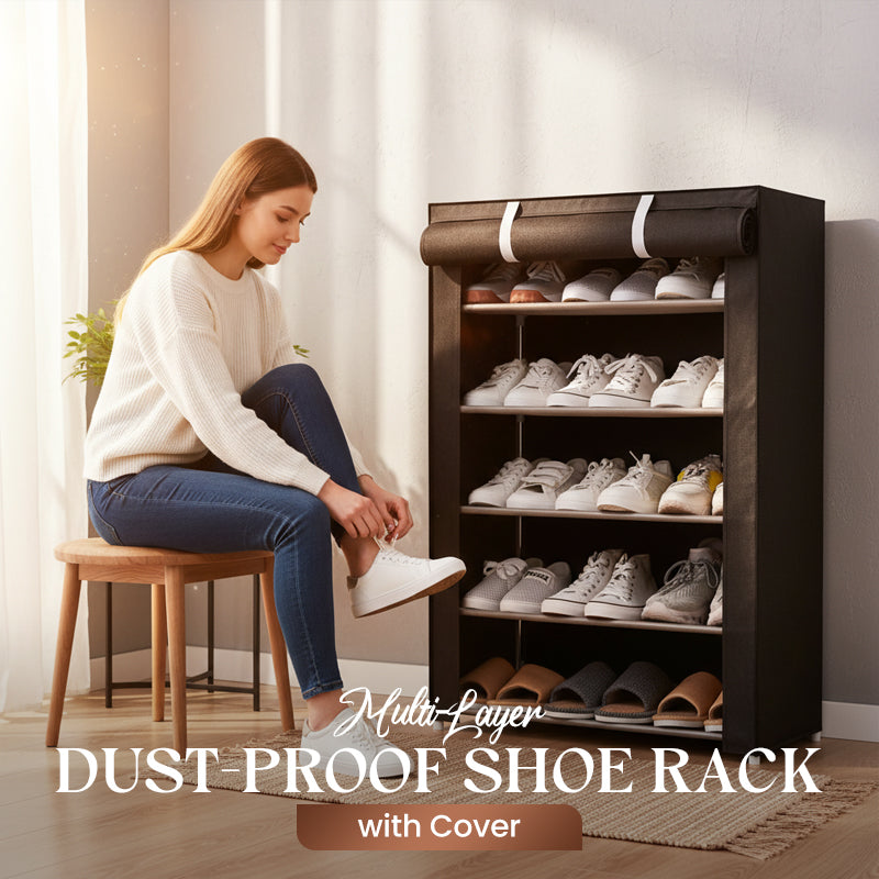 Freestanding Shoe Organizer | Dust-Resistant Cover | Tool-Free Setup | ShoeGuard