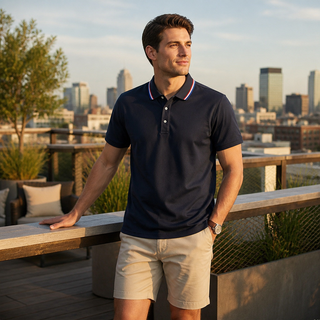 ValorCore™ – Classic Polo Shirt Set with Signature Striped Collar, Wrinkle-Free