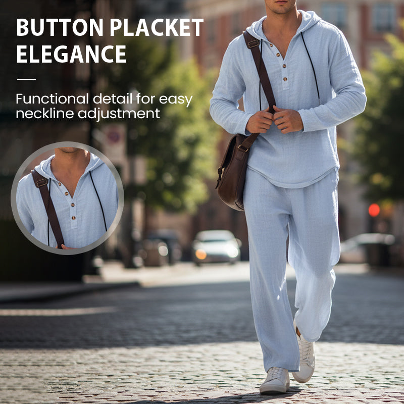 Drakescape™ – Laid-Back Hooded Linen-Blend Two-Piece Set