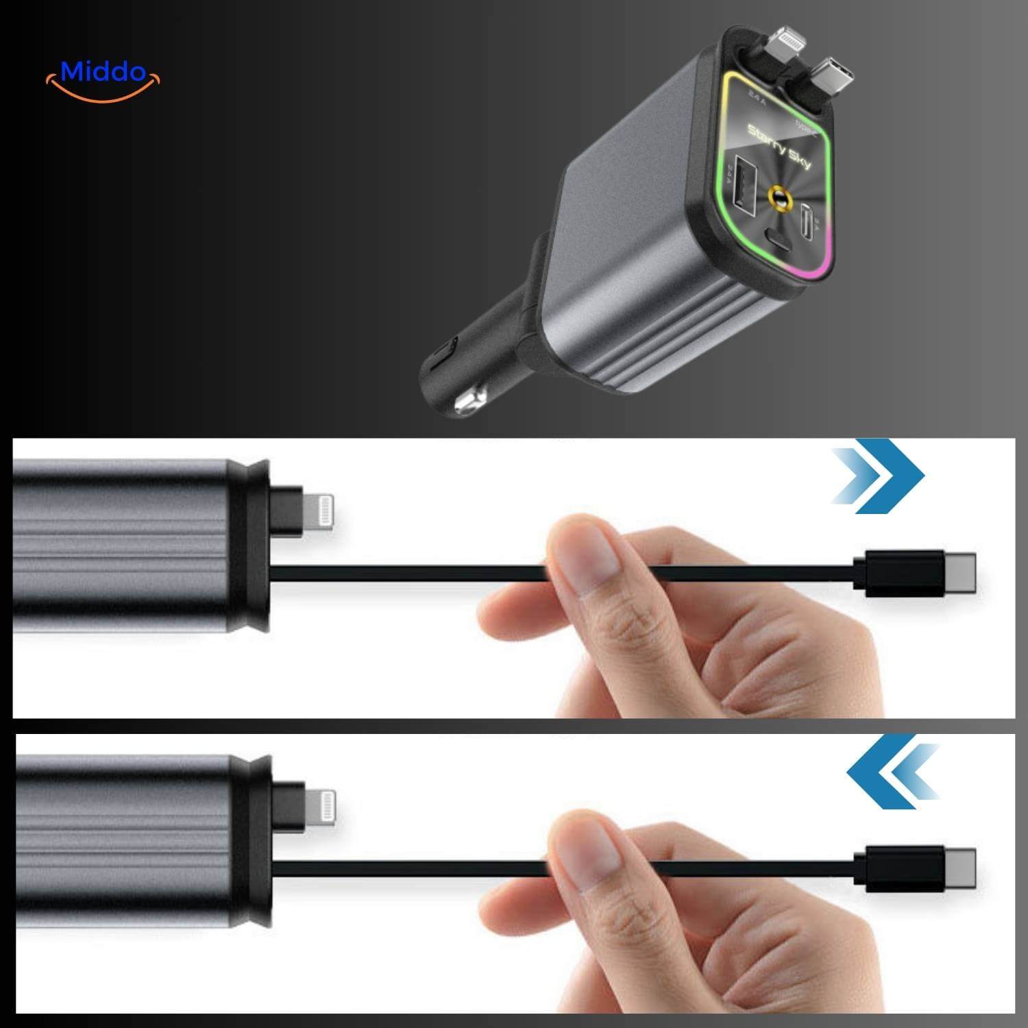 VoltAura™ — Power Up Four Devices Quickly & Illuminate Your Night Journey Sky