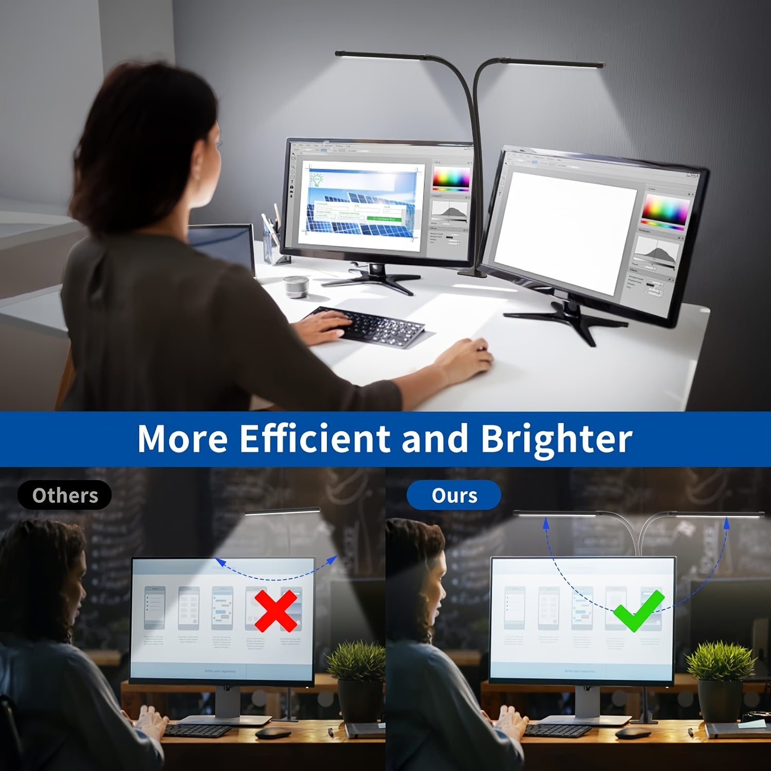 BrightBeam - Dual-Head Clip-On LED Desk Light